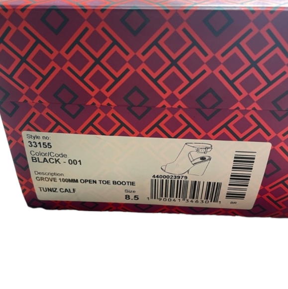 New Tory Burch Black Leather Grove Open Toe Bootie, Size 8.5M - Picture 14 of 14
